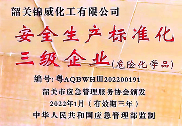 安全標(biāo)準(zhǔn)生產(chǎn)化三級企業(yè)